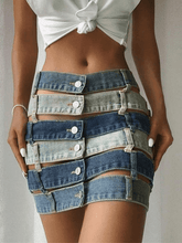 Bandage Cutout Denim Mini Skirt